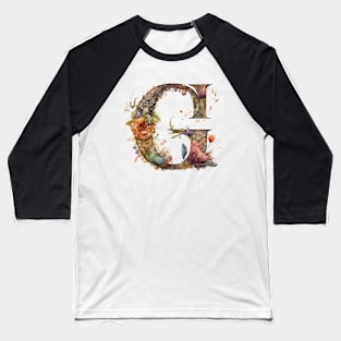 Floral Garden Watercolor Monogram Letter G Baseball T-Shirt